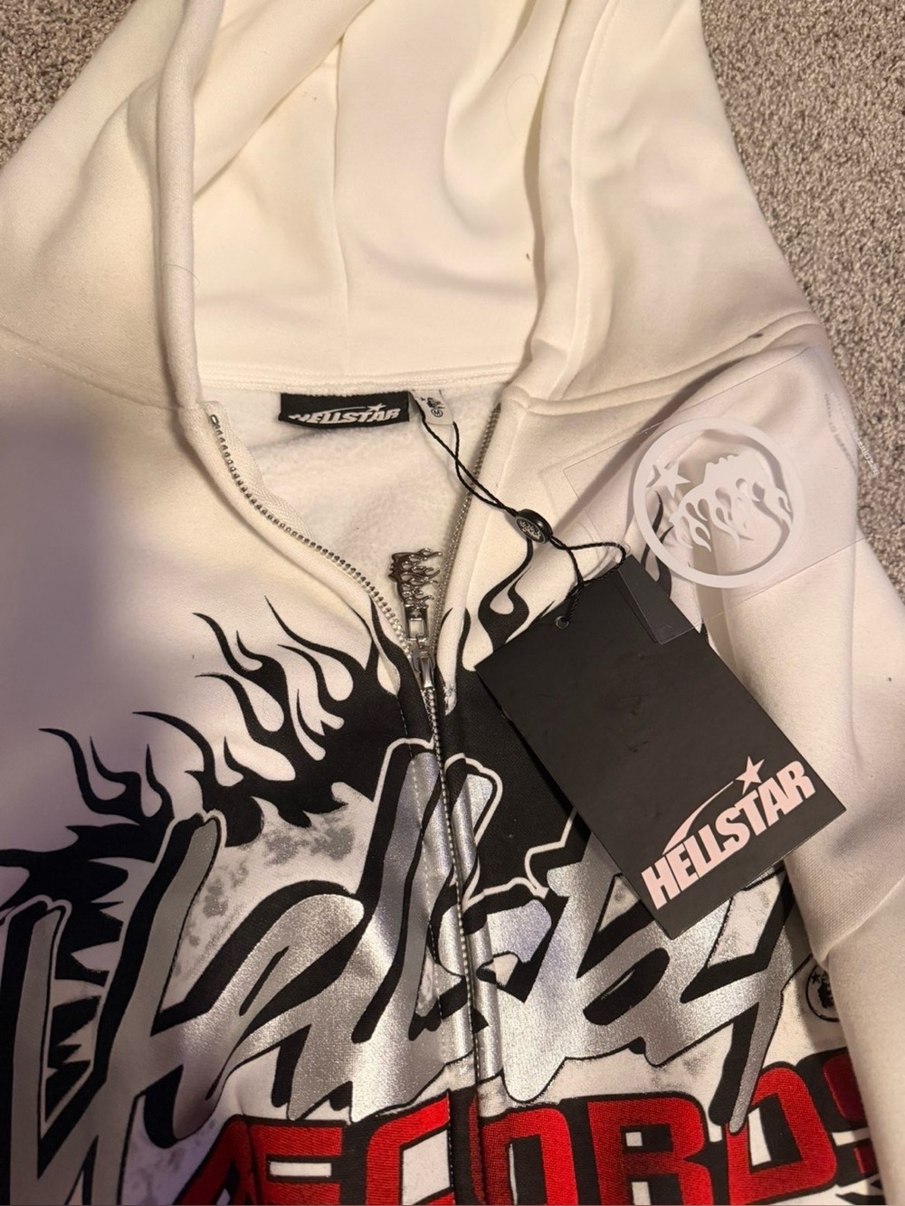 HeliStar men White Graphic Bomber Zip Jacket